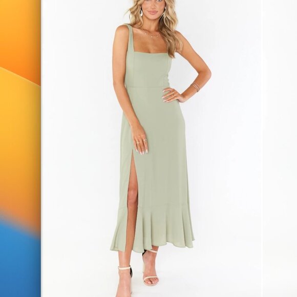 Show Me Your Mumu Ruffle Smocked Claire Midi Bridesmaid Dress - D43 - Picture 2 of 6